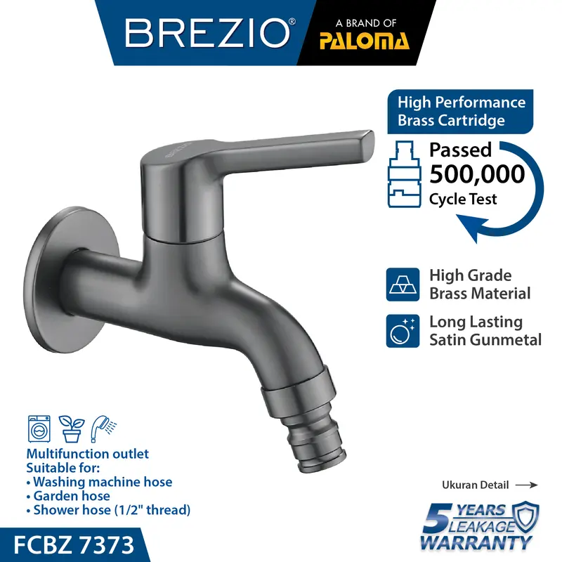BREZIO Keran Mesin Cuci Selang Taman FCBZ 7273 /  Dinding Tembok Kran Air Black 3