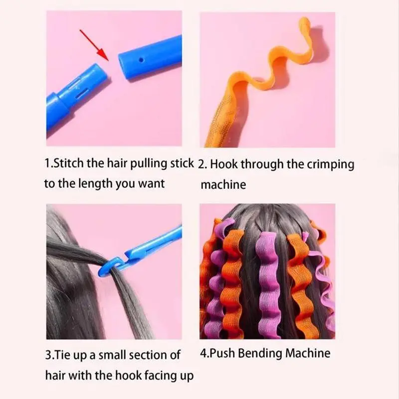 1 Set Heatless Waves Hair Curler, No Heat Damage Wavy Hair Curlers, Heatless Curls For Women & Girls 5