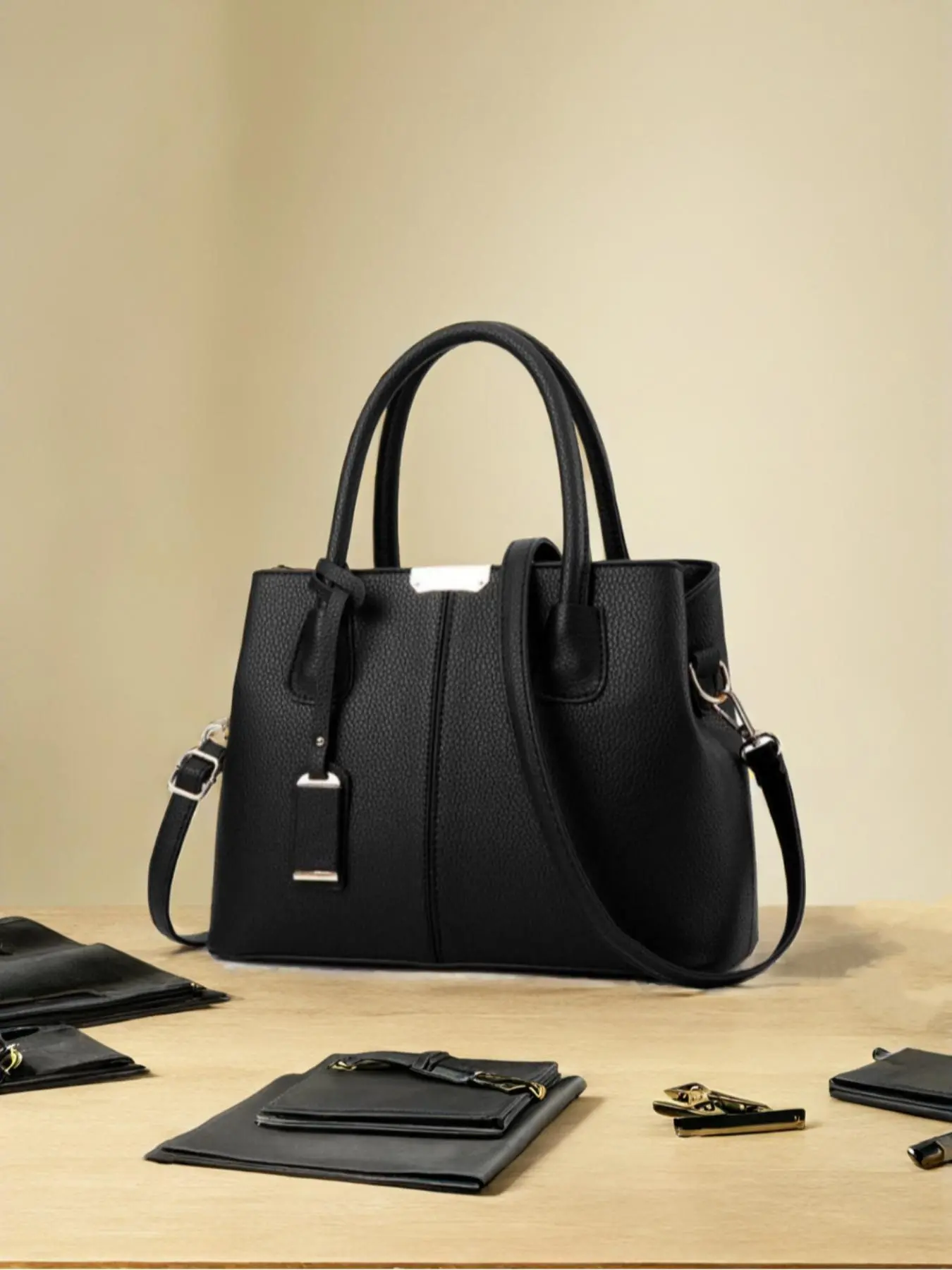 Women's Fashion Simple Plain Pu Leather Zipper Handbag, Elegant Temperament Large Capacity Shoulder Bag, Casual Trendy Versatile High-quality Daily Commuting Bag, Girl Fashionable Shopping Bag