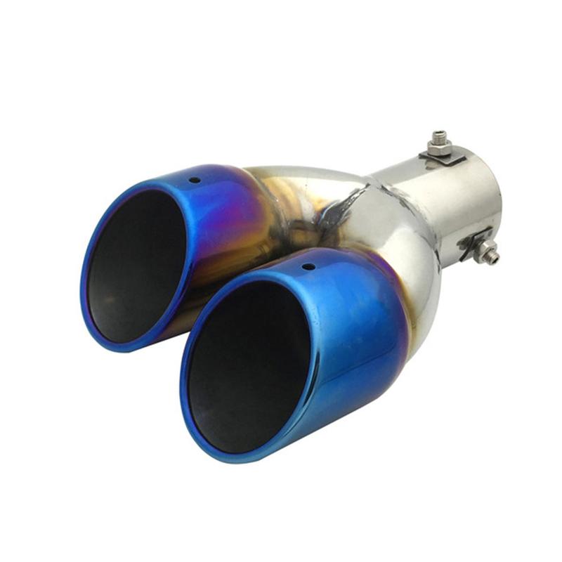 Product Introduction of Universal Car Exhaust Pipe Stainless Steel Dual Rear Noise Canceller Muffler Tail Pipe Double Outlet Tailpipe 37
