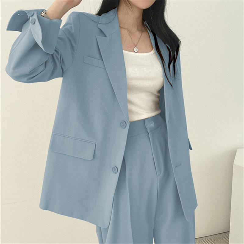Product Introduction of Suit Jacket for Women 2024 Spring New Korean Style Coat Temperament Commute Blue Design Sense Niche Suit for Women 3