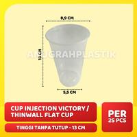 Gambar Cup Injection Victory /Gelas plastik Polos / Thinwall Flat Cup Victory - 14 OZ + TUTUP, Doff ( Frosted) dari Anugrah Plastik_NEW Kota Surabaya 3 Tokopedia