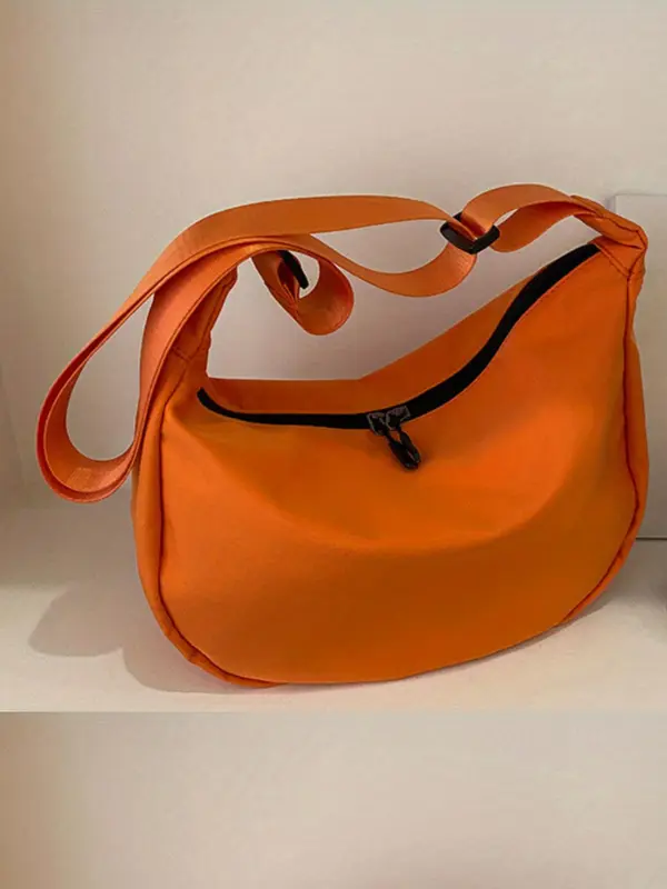Casual Solid Color Shoulder Bag, Lightweight Sports Bag, Adjustable Strap Design Bag for Women & Men 3