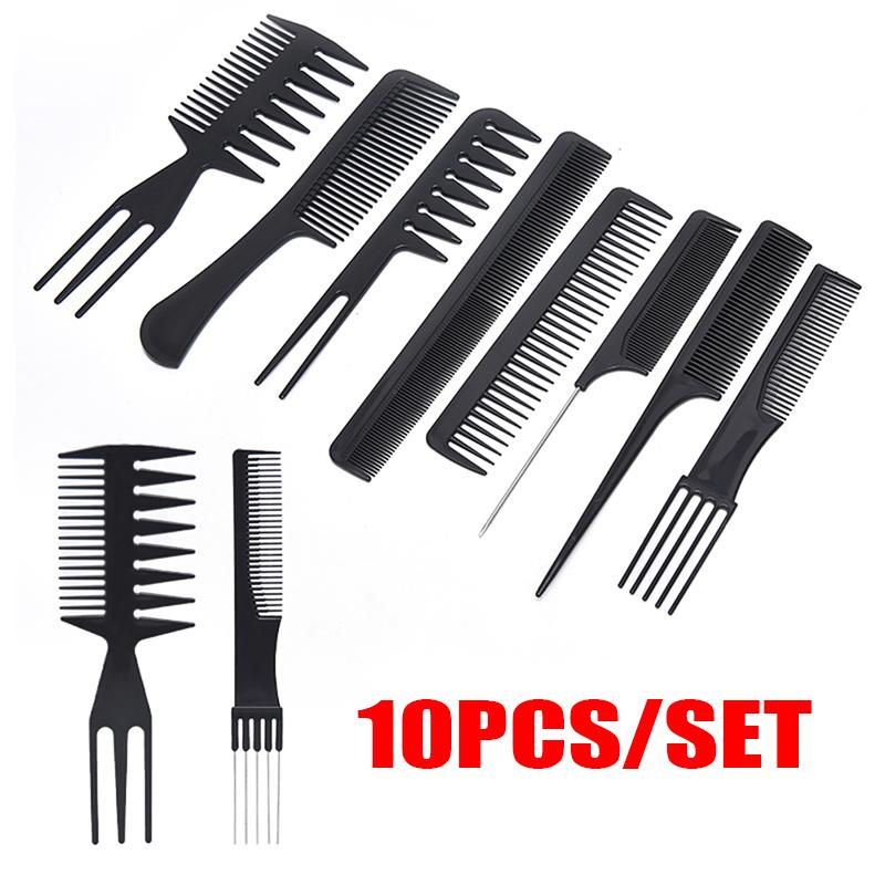 10Pcs Hair Styling Black Comb Set Professional Salon Anti-Static Barbers Combs 0