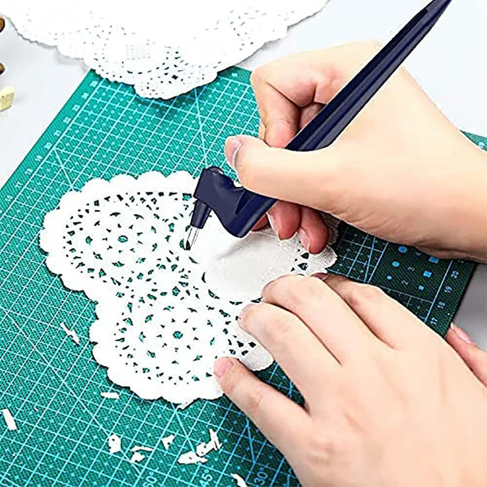Oneouve Craft Cutting Tool Pen with Ergonomic Handle 360-Degree Rotating Blade Stainless Steel Cutter Pen Scrapbooks DIY Crafts Tool