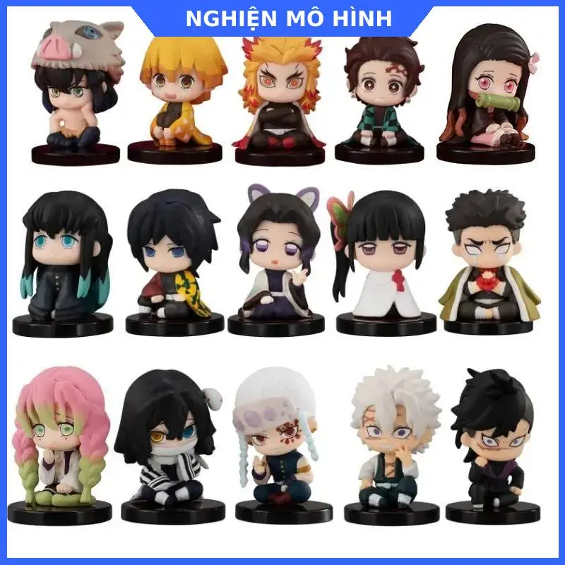 Mô hình nhân vật ngồi Kimetsu No Yaiba 5-6cm Tanjiro Nezuko Zenitsu Inosuke Shinobu Giyuu Genya Giyuu Gyoumei Kanao Misuri Muichiro Obanai Rengoku Sanemi Demon slayer Thanh gươm diệt quỷ Đồ Chơi Toy Voi