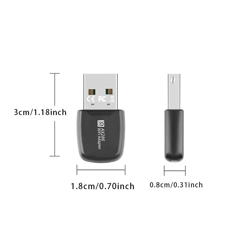 USB 286Mbps WiFi6 Wireless Adapter, 1 Count Wireless LAN Adapter, 2.4G Hertz Desktop Laptop WiFi Dongle Support 802.11ax Wireless Protocol 1