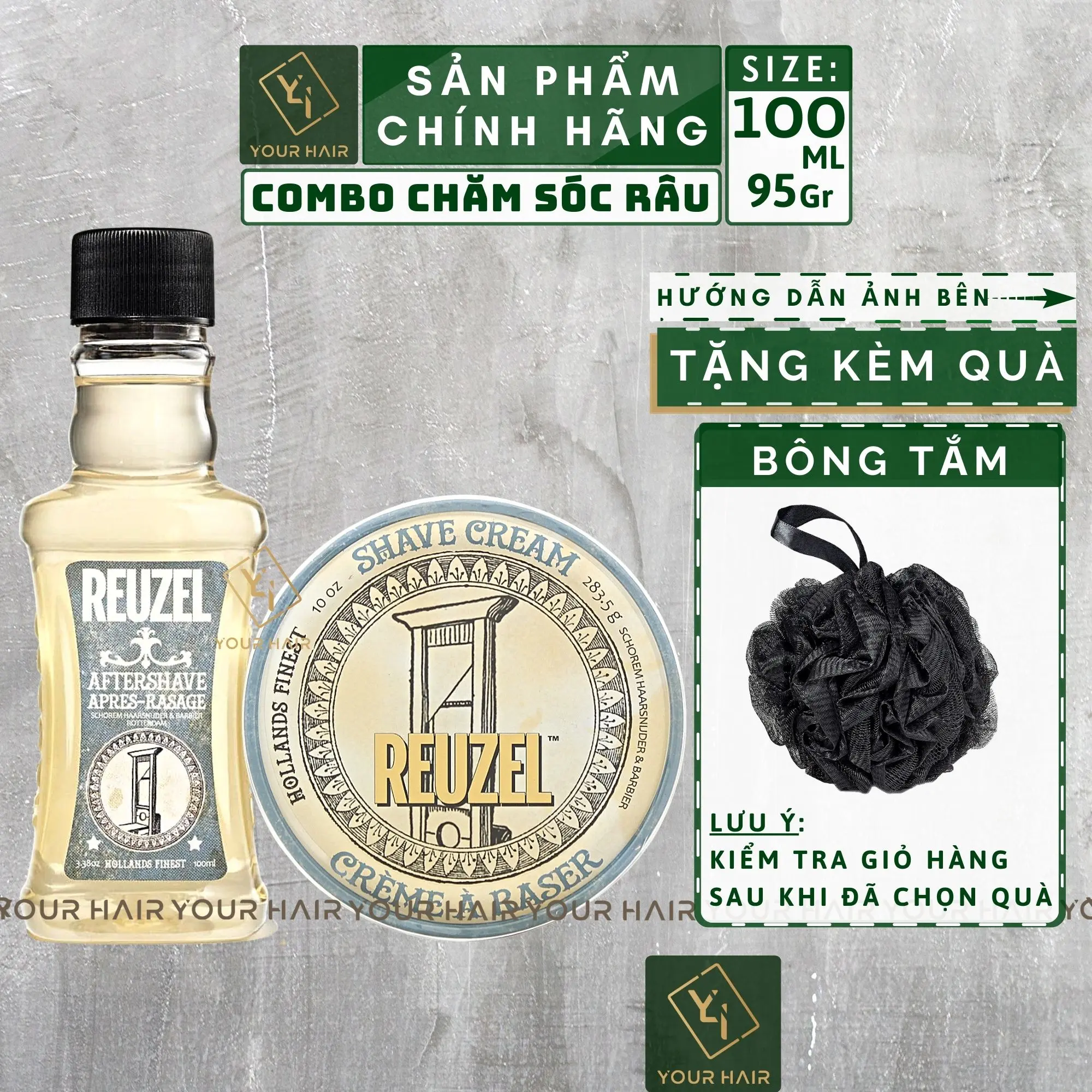 COMBO Kem cạo râu và Tonic dưỡng da sau cạo Râu Reuzel Shave Cream 95g Reuzel AfterShave 100ml