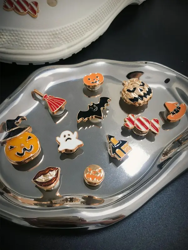 Cute Cartoon Ghost & Pumpkin & Witch Hat Design Shoe Decoration, Halloween Themed Shoe Charm, Fashionable Shoes Decoration for Women & Girls 4