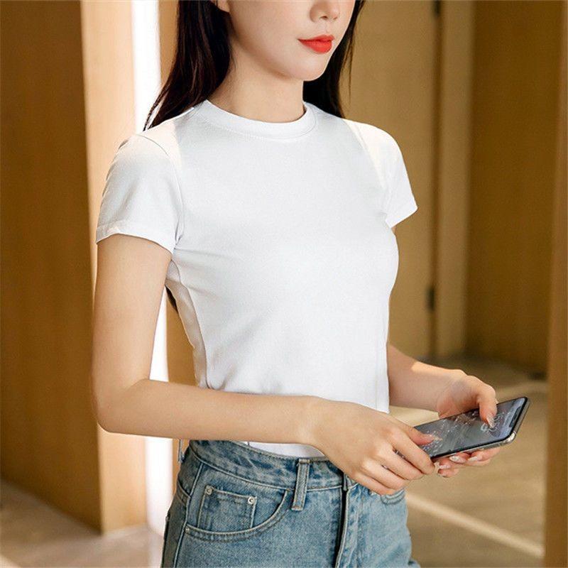 Product Introduction of Black T-shirt Women's Short-Sleeved Slim Fit Skinny Cotton Top 9