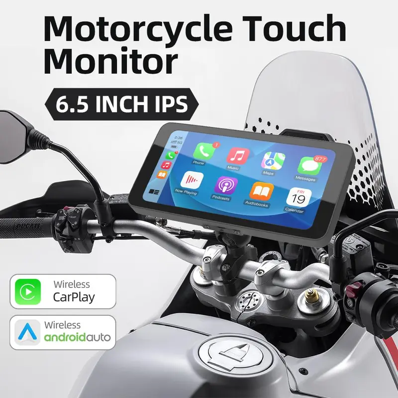 6.5 Inch Motorcycle Smart Screen, Touch Screen Portable Android Auto Bluetooth-compatible Anti-theft Waterproof GPS Navigation, Dashboard, Car Camera 8