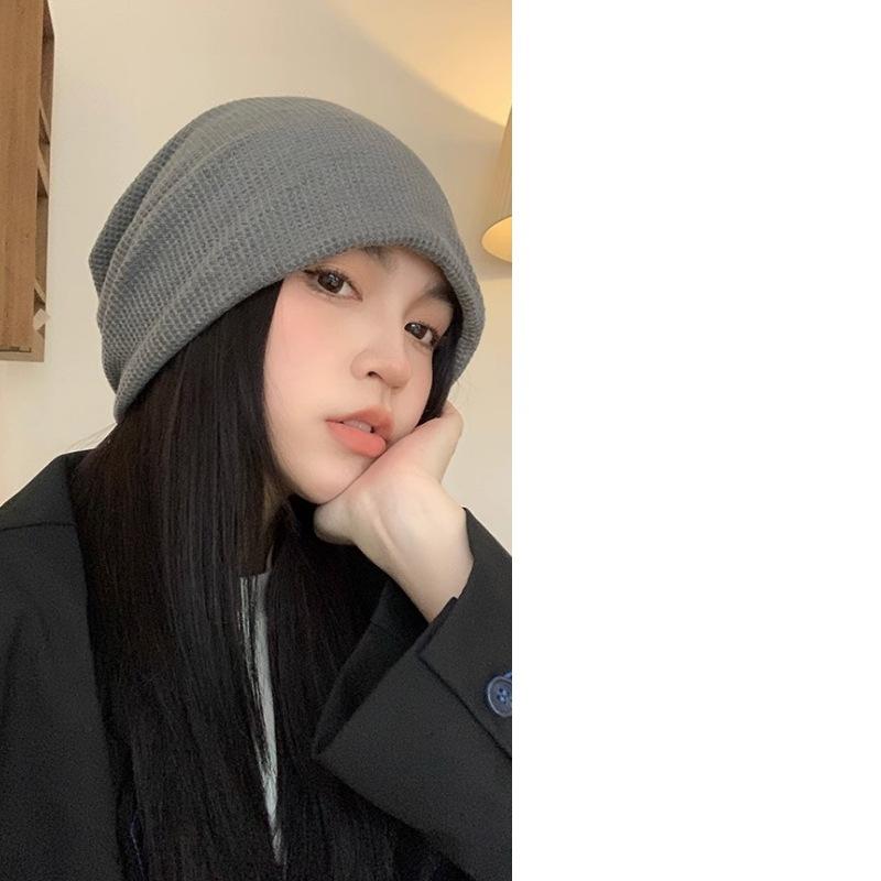 Product Introduction of Hat Women's New Korean Style Knitted Pile Style Fashion Big Head Big Brim Show Face Small Toe Cap Japanese Style All-Matching Men's Hat 16