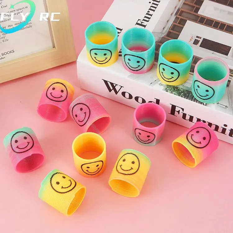 Random Color 10Pcs Rainbow Smile Magic Springs Circle Toys for Children Birthday Party Favors Giveaway Gifts Baby Shower Pinata Fillers Gifts