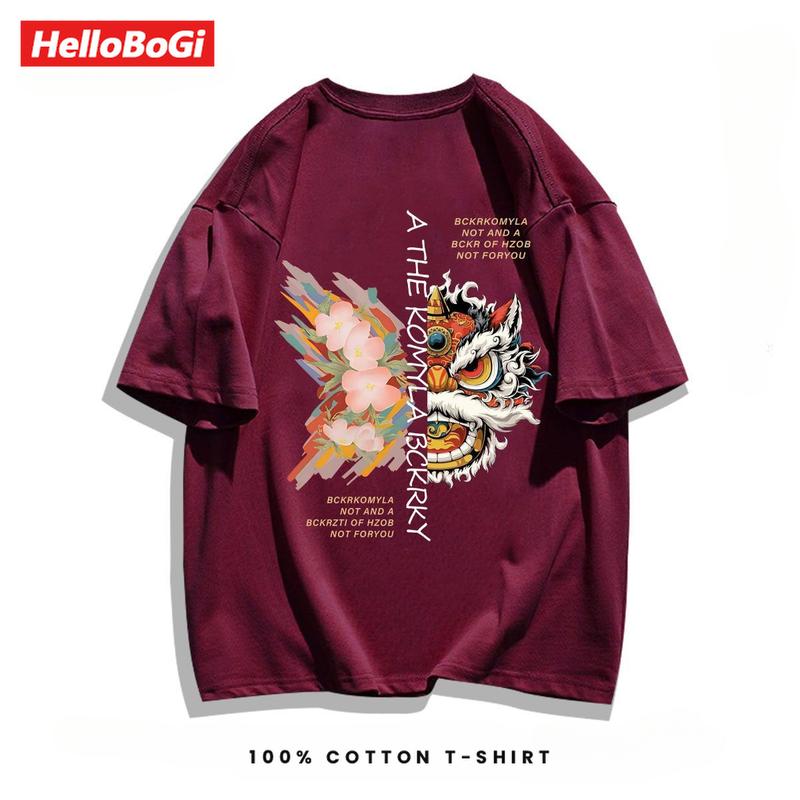 Product Introduction of Áo Cotton Ngắn Tay, Màu Đỏ Tía Lễ Hội, Cổ Tròn, Unisex, Hàng Mới Về Mùa Hè 4