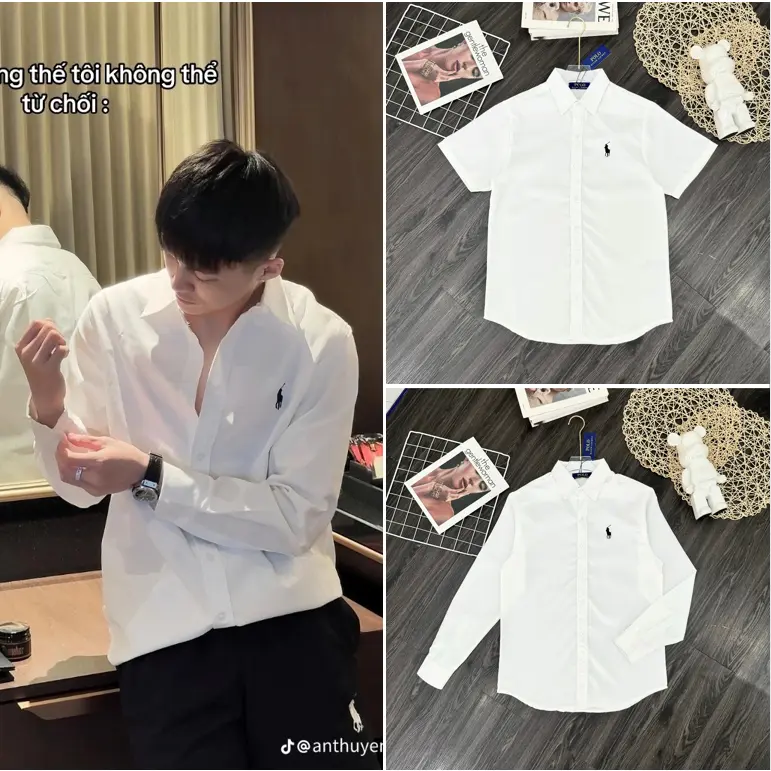 ÁSơ Mi Laura en Bản Thêu Logo NgựĐơn Gỉan ÁCực Nét Chuẩn Hàng Scap 1-1, ÁSơ Mi NgựThêu Siêu Nét Hotrend 2024 Menswear Shirt Nam Nhung Áo Có Cổ