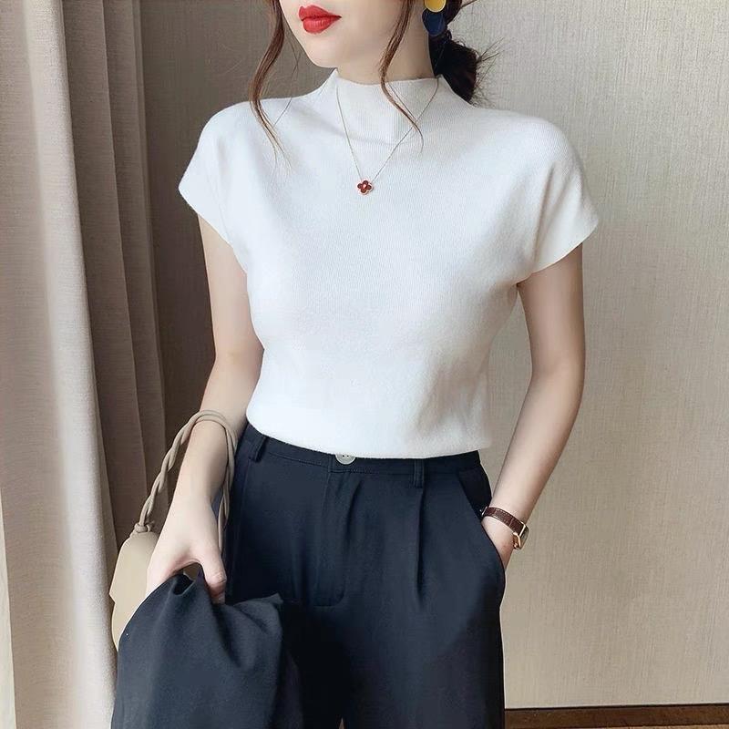 Áo thun len tay hến nữ kiểu cổ lọ 3 phân dệt kim len mềm mịn phong cách Hàn Quốc trẻ trung năng động