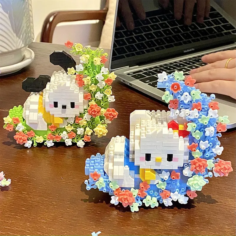 Hello Kitty, Mặt Trăng Hoa Đèn Ngủ, Pochacco, Tương Thích Với Lego, Khối Xây Dựng Hạt Nhỏ Đồ Chơi Lắp Ráp Giáo Dục Trẻ Em, Vận Chuyển 48 Giờ, Năm 2024 7