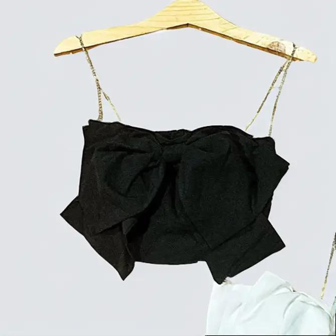 Áo hai dây xích nhiễn đính nơ trước cho phái nữ Women