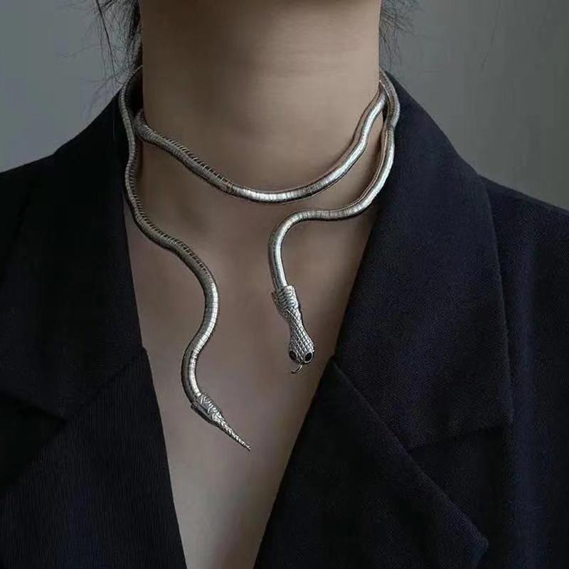 Product Introduction of Glexible Snake Bracelet for Women Bendable Snake Bracelet Snake Choker Medusa Necklace for Hollween Party 20