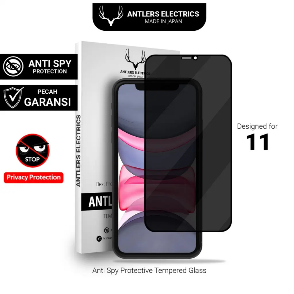 Antlers Electrics Tempered Glass Gaming Anti Spy Privacy AntiGores Antispy Untuk Iphone 11 Antispy Anti Gores Pelindung Layar Handphone Anti Gores Screen Protector Full Screen Premium ipho