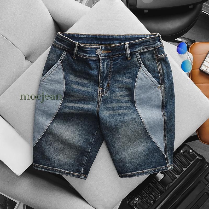 Quần short jean nam túi chéo kiểu ống suông nhẹ xanh rêu trơn VNXK Menswear