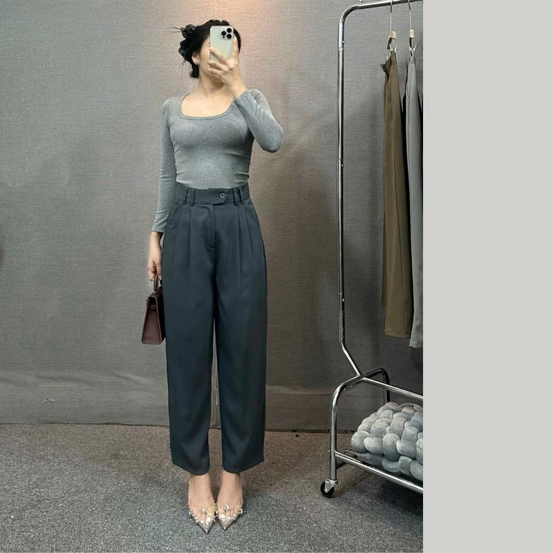 Quần Baggy Đỉa Đôi Dáng Thụng Chất Vải GOLD NHẬT dài quần 92-94cm từ 40-75kg 03 Women Pants Nữ Nhung cạp