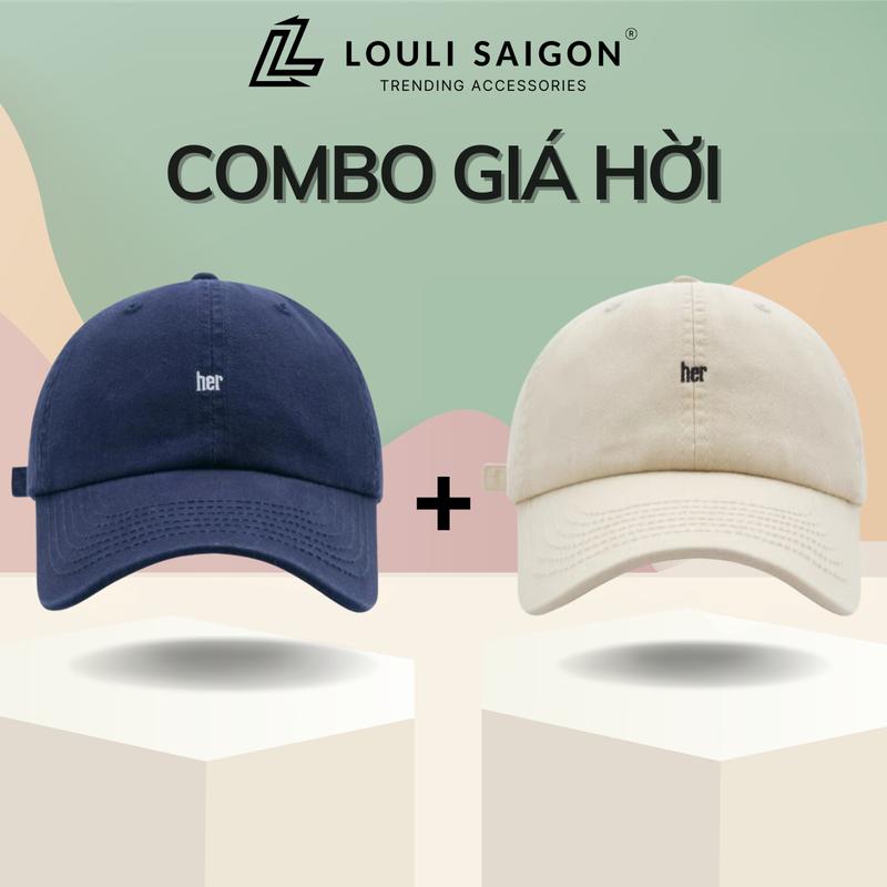 [COMBO 2] Mũ lưỡi trai chữ HER form mềm, nón lưỡi trai kaki LOULI SAIGON