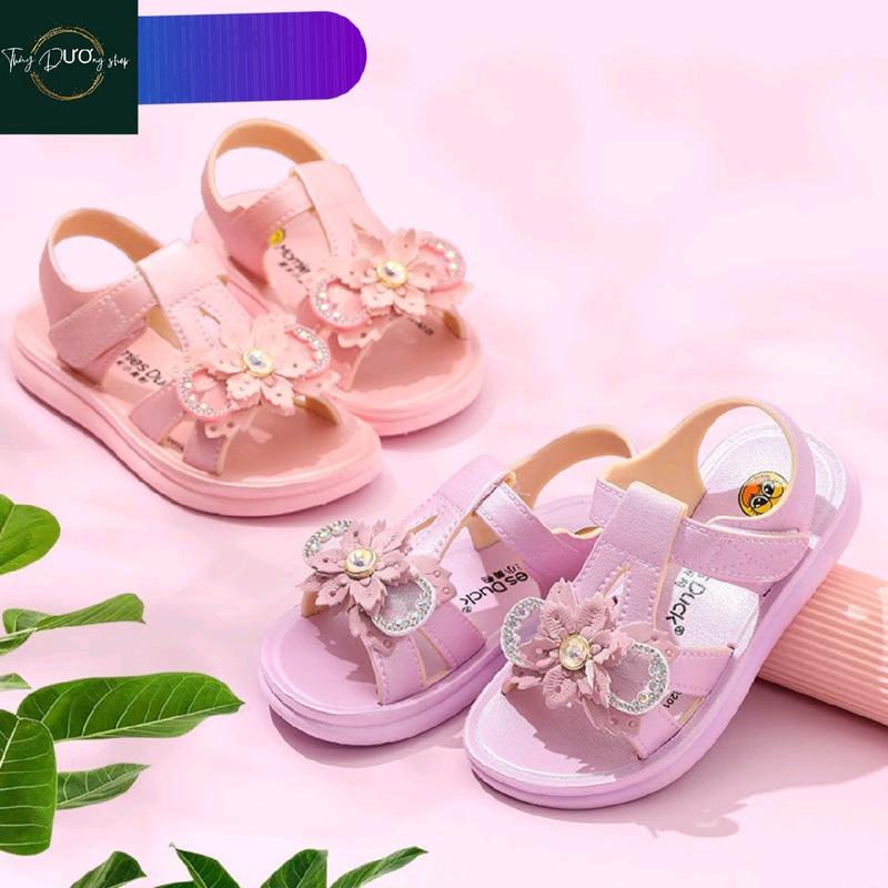 Dép quai hậu mùa hè cho bé gái từ 1 đến 10 tuổi đính hoa xinh phong cách