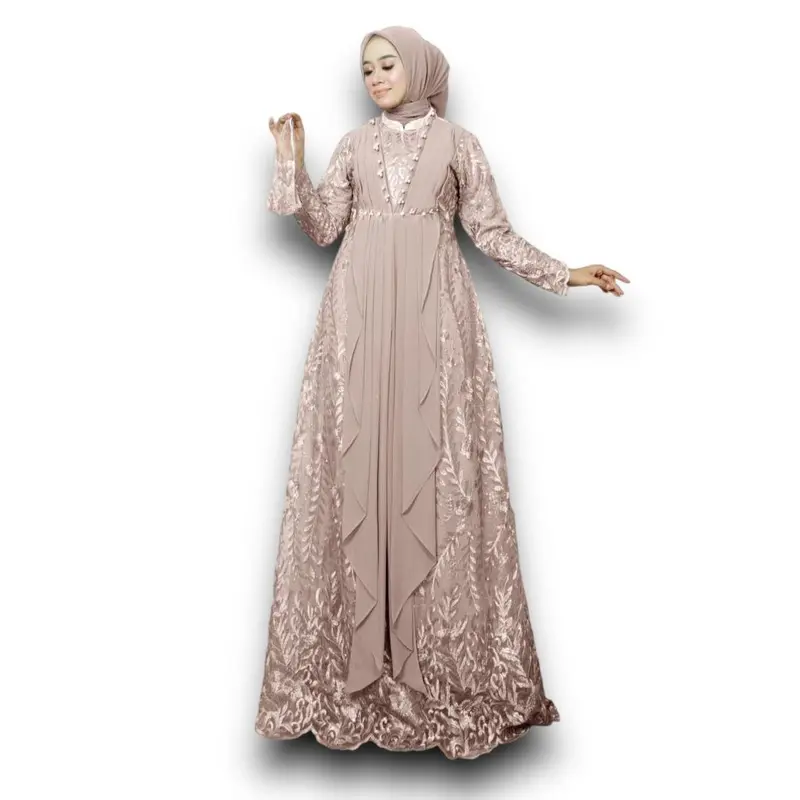GAMIS MAXI BUSUI VIARA/ TANPA Masker/ KEBAYA BUSUI/ GAMIS PESTA/ GAMIS BUSUI MUSLIM Kombinasi Mutiara Panjang Tile 3