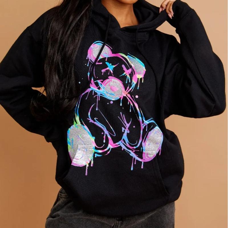 Black colour drip teddy hoodie 2