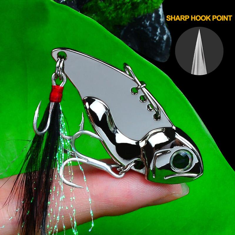 PROBEROS  1 Cái Mồi Câu Cá Lưỡi VIB Kim Loại Đúc Dài, Mồi Rung Sinh Học 7G 11G, Mồi Chìm, Dụng Cụ Câu Cá Vược Bắt Cá Đi Câu Fishing Fish Lure