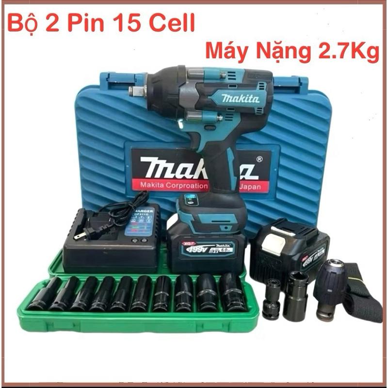 {LỰC SIẾT KHỦNG 2200Nm} Máy Siết Bu Lông Pin 15 Cell MAKITA Đầu Đặc 1 2 Chuyên Siết Mở Ốc Xe Tay Ga Ô Tô...