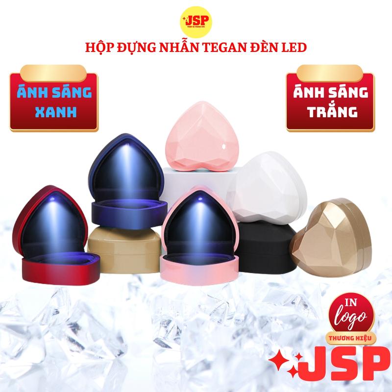 Hộp đựng nhẫn có đèn Trái tim LED nhận in LOGO hộp đựng nhẫn cưới nhẫn cầu hôn cao cấp JSP Lắp Ráp tận xưởng