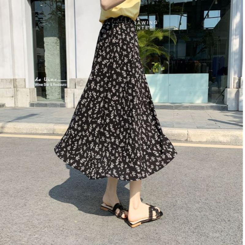 Chân váy hoa nhí dáng dài lưng chun , chân váy maxi nữ phong cách bánh bèo nữ tính- CV058 Women Khuy 4
