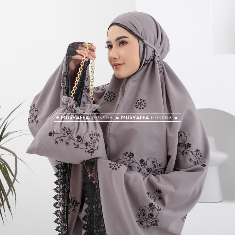 MUSYAFFA - Mukena Dewasa Bordir Clara Premium Cantik Mewah Atasan Bawahan Bunga Katun Muslim Mukenah Mukena bordir 0
