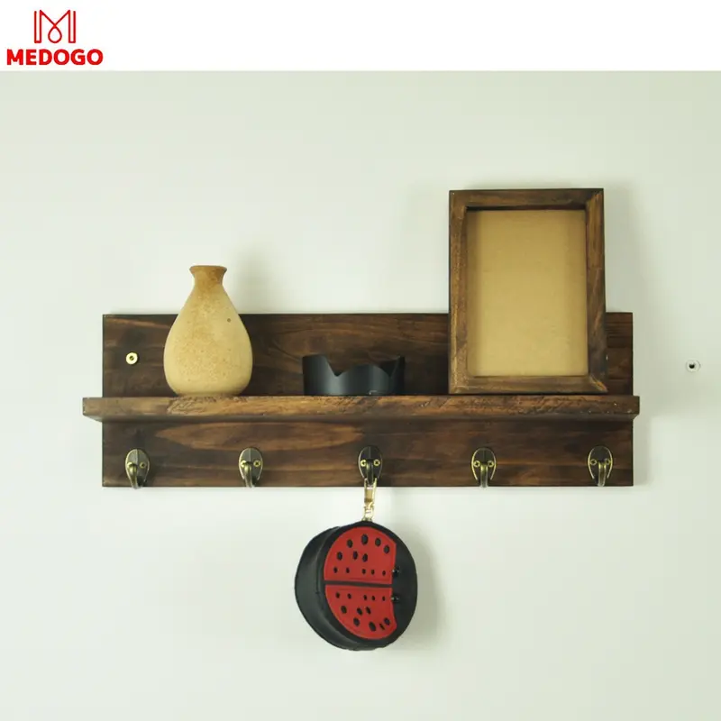 Kệ gỗ chữ T cải tiến treo đồ lưu niệm gắn tường trang trí nhiều kích thước màu nâu rustic KG-02 Decor Phòng Bếp Trưng Bày Kệ Sách 4