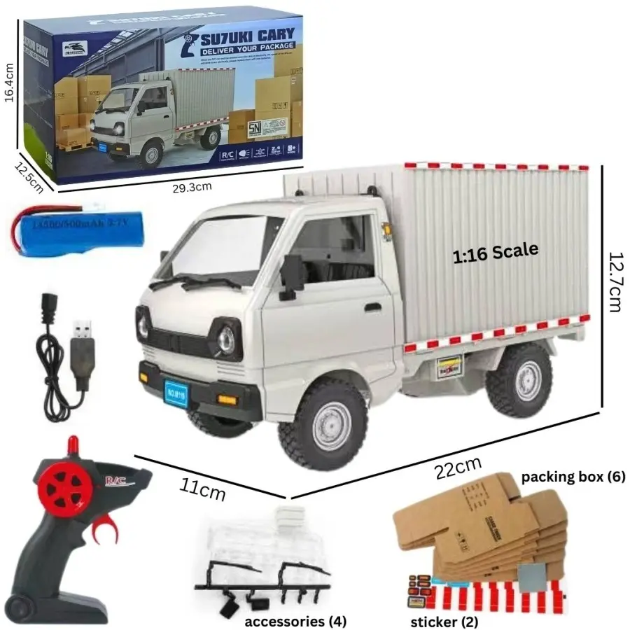 Mobil Remote Control Cargo Truck Box D12 RC Car Pickup Truk Skala 1:16