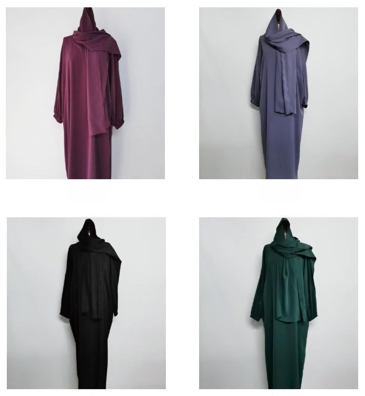 Product Introduction of New Robe Abaya with Hijab Loose Solid Color Basic Dress ~ singapore 3