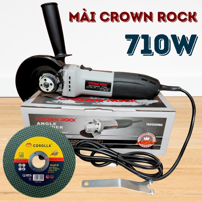Máy mài đuôi ngắn Crown Rock công suất 710w dùng đĩa cắt 1 tấc thông dụng, máy mài cắt góc bavia chà nhám....