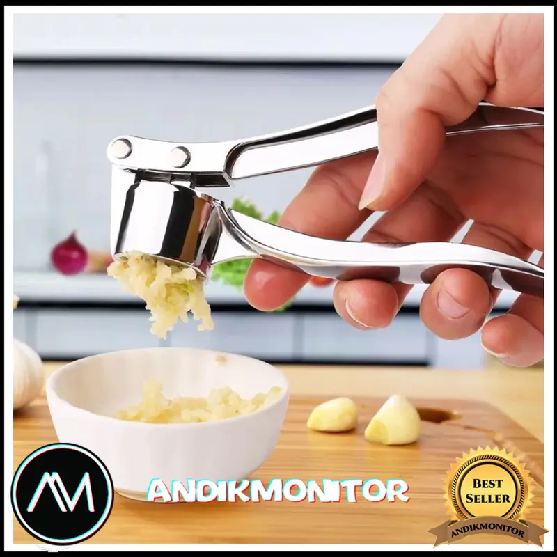 Easy Stainless Steel Garlic Pressure / Penghancur Bawang Alat Alat 0