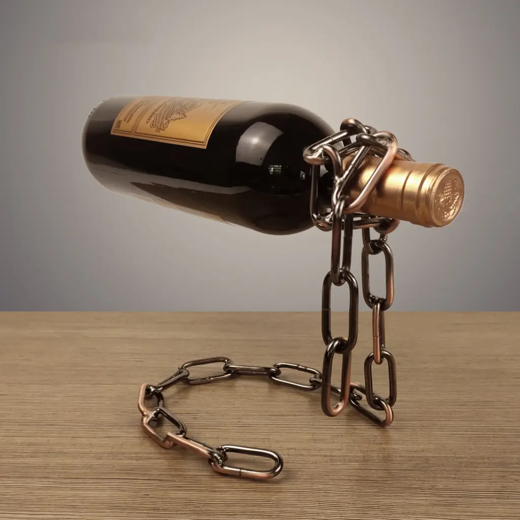 【QL】 Wine Holder Exquisite Long-Lasting Wine Holder Metal Chain Levitating Wine Stand Bottle Holder Bar Accessories Good Load-bearing