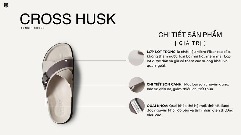Product Introduction of Dép da nam quai chéo cao cấp màu beige đế gai chống nước, chống trơn trượt CROSS HUSK Cao Su Đế Bằng Cao Su Đế Bằng 8