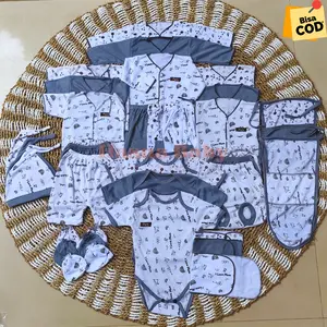 36 Pcs Paket Lahiran Lengkap Baju Bayi Celana Bayi Baru Lahir seri Abu Karakter Lucu, Sartaki, Jumper, Popok Tali, Baby Newborn Gift Set -Juragan Legok Sarung Parsel
