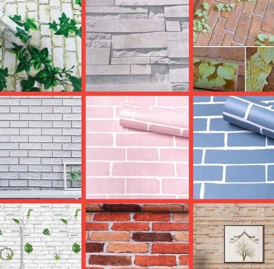 10m Giấy dán tường Giả Gạch - Giả Gỗ - Giả Xi Măng khổ rộng 45cm có sẵn keo