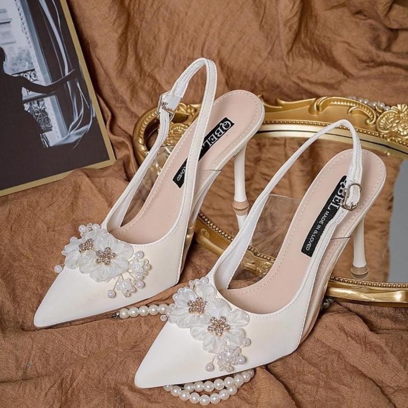  Giày cưới quai hậu tiểu thư TL03 - 9p - Giày đính hoa tinh tế sang chảnh - giày cao gót nữ tôn dáng  Shoes Đế Cao Jean 