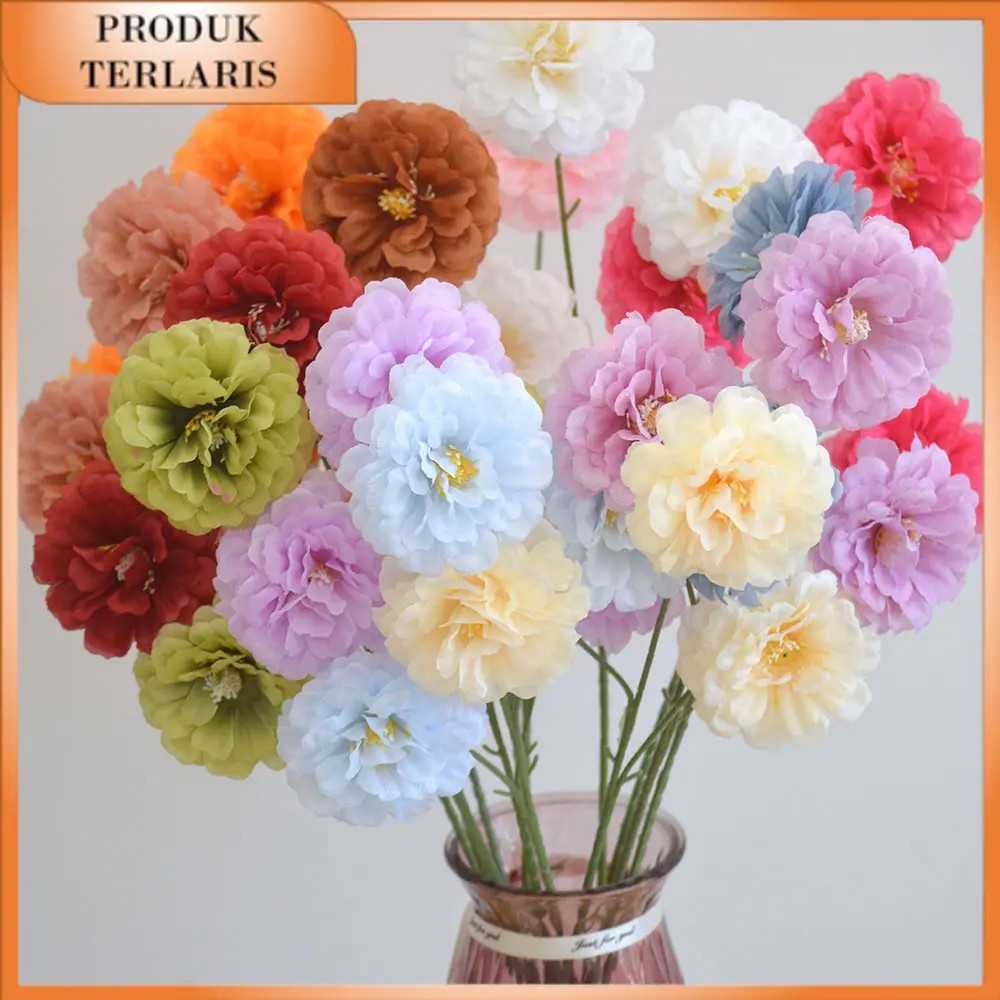 [COD] TERLARIS C07 SHARON 65cm Artificial Bunga Mawar 3 Cabang 3 Kuntum Bunga Palsu Plastik Buatan Imitasi Hias Dekor Buket Bouquet Rumah Pesta/Bunga Hias