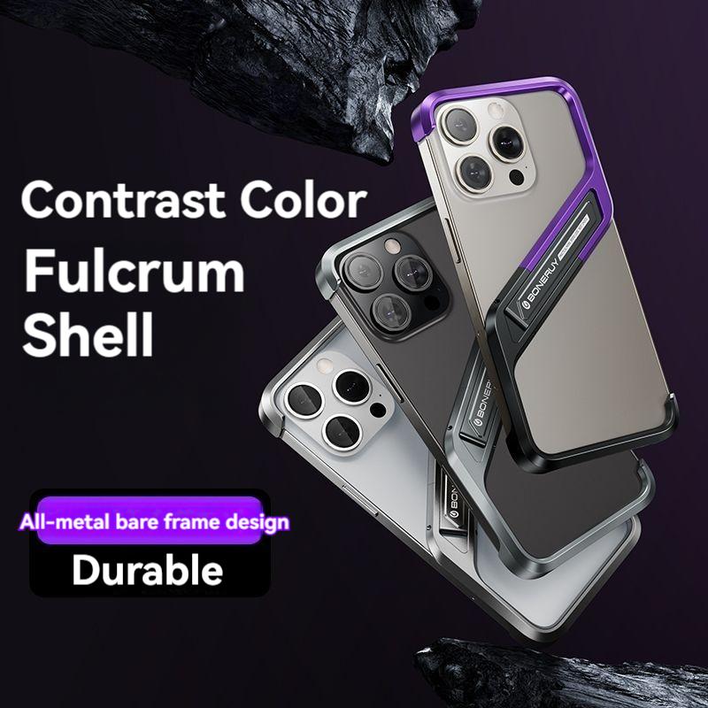 Ốp Lưng iPhone Kim Loại, Mới, Không Khung, Thiết Kế Khoét Lỗ, Tản Nhiệt Hiệu Quả, Vỏ Hợp Kim Nhôm, Có Giá Đỡ, Thích Hợp Cho IPhone12-16ProMax, 15Promax Và 12ProMax, Tặng Kèm Quà Tặng: Cáp Sạc Và Bảo Vệ Màn Hình Kem