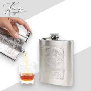 Hip Flask Stainless Steel 7 Oz Jack Daniel - Silver