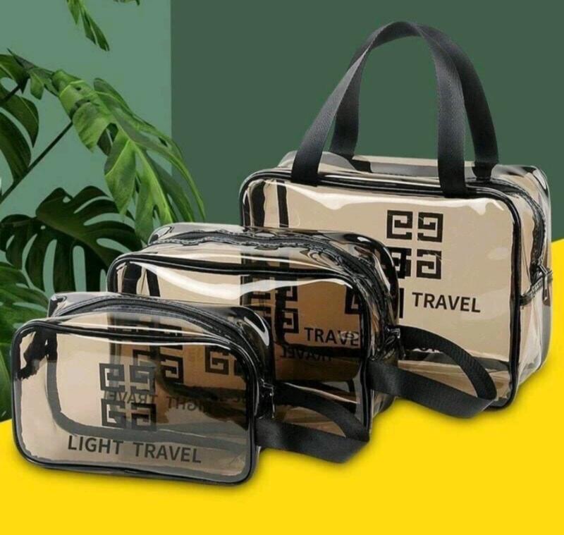 Set 3 Túi Đựng Mỹ Phẩm, Đồ Trang Điểm, Đồ Cá Nhân Trong Suốt Chống Thấm Nước Bag
