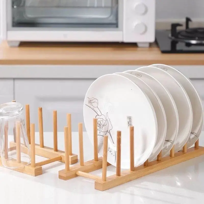 Rak Piring Kayu Rak Dapur Kayu Aesthetic Penyimpanan Piring dan Gelas